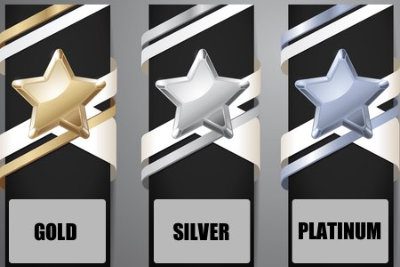 Gold, silver and platinum star